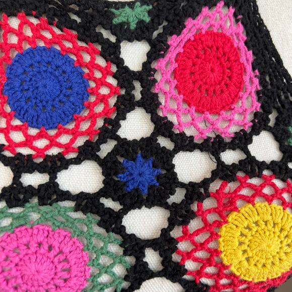 H&M crochet mini dress multicolor square boho festival coverup hippie swimwear - Picture 8 of 8